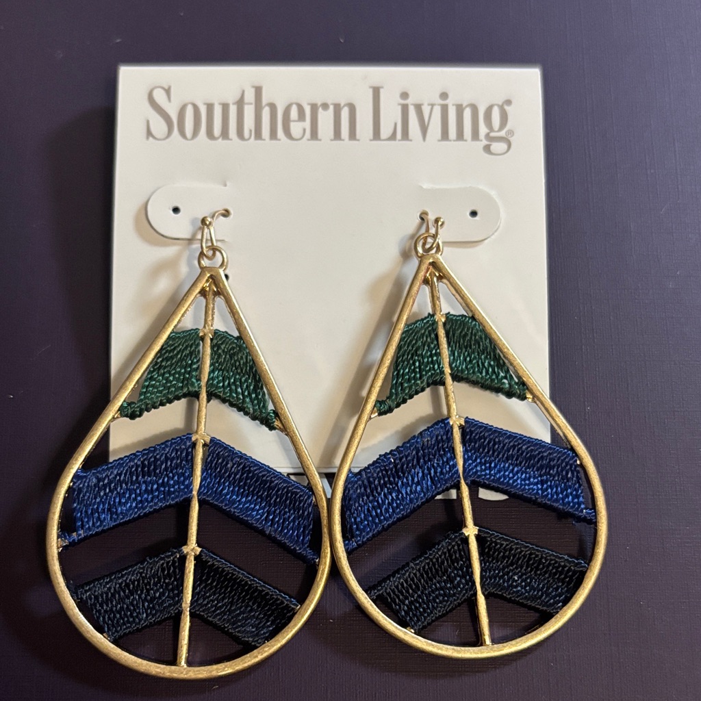 Southern Living Gold Earrings With Blue And Green Accents